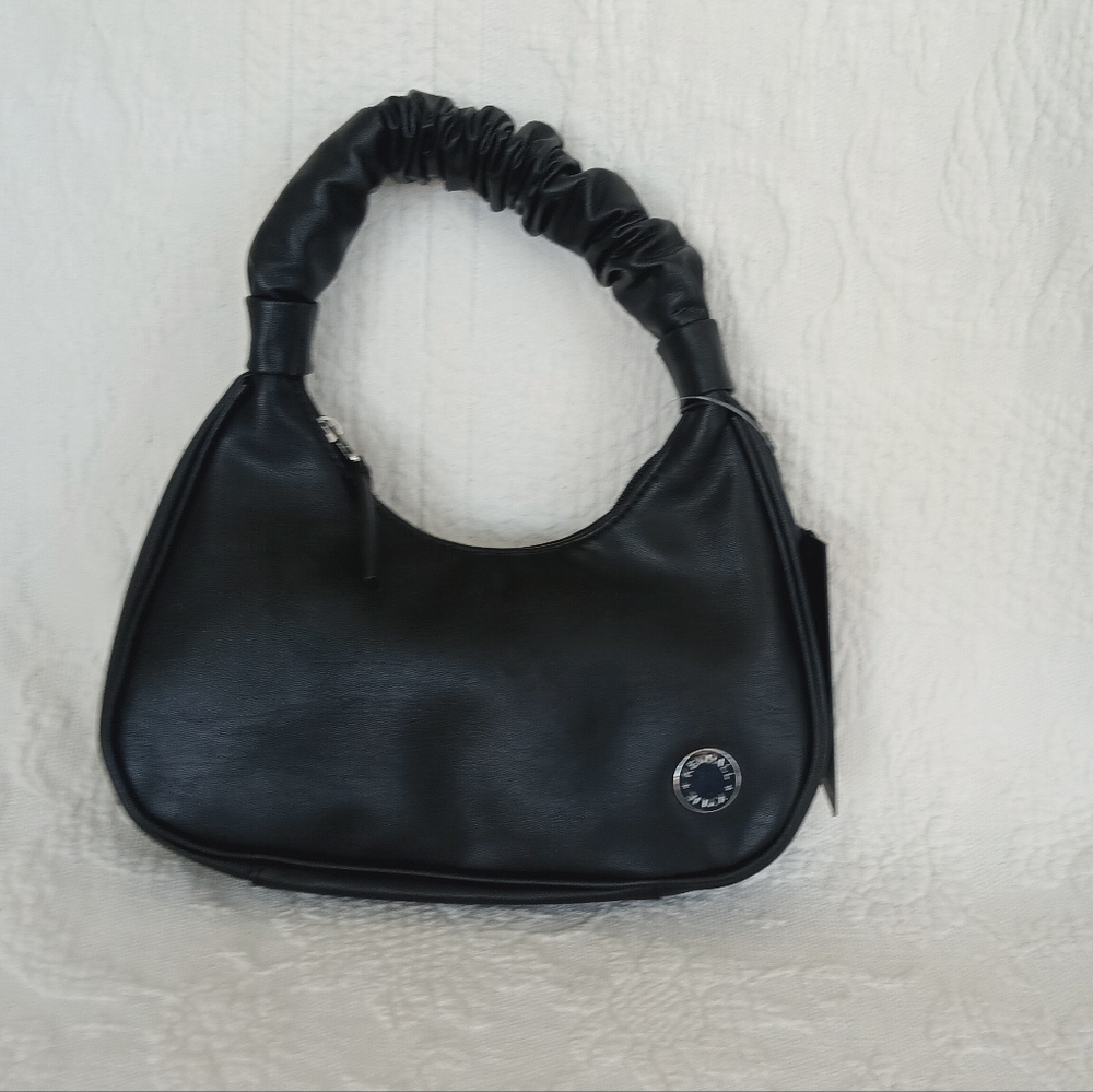 Kendall & Kylie Black Boho Bag Ruched Scrunch Handle Small Purse NWT - Picture 7 of 7